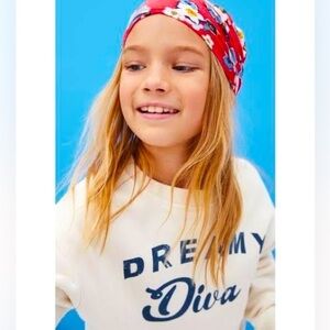 NWT ZARA Girls Kids Cream Blue 'Dreamy Diva' Graphic Casual School Sweatshirt 10